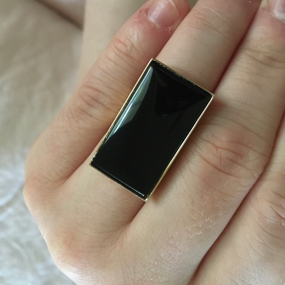Vintage Saint Laurent Onyx Cocktail Ring Size 6